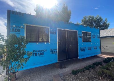 AE Transportables just built blue cover front sun